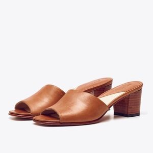 Nisolo Elizabeth Slide In Honey Size 37 (Peep Toe Mule)
